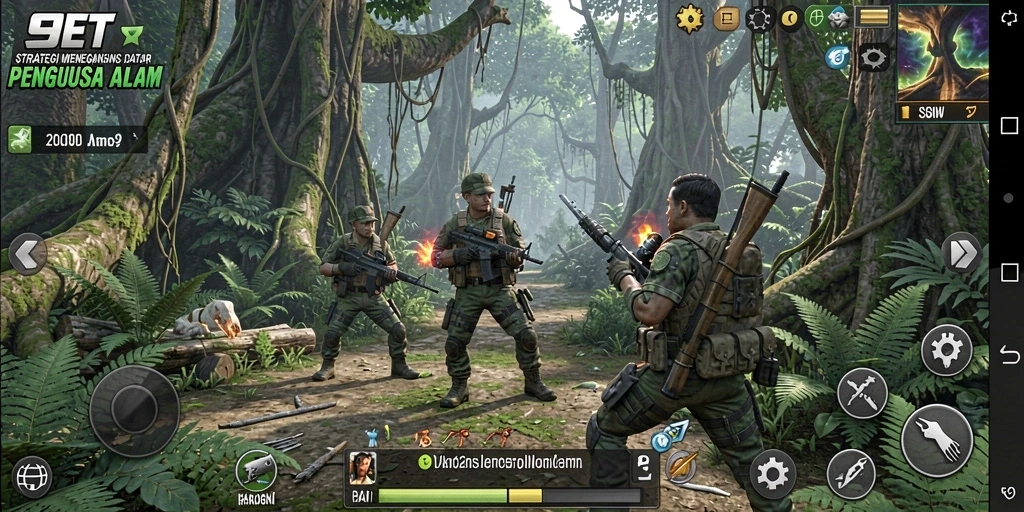 Screenshot gameplay strategi 9ET yang intens dan penuh aksi.