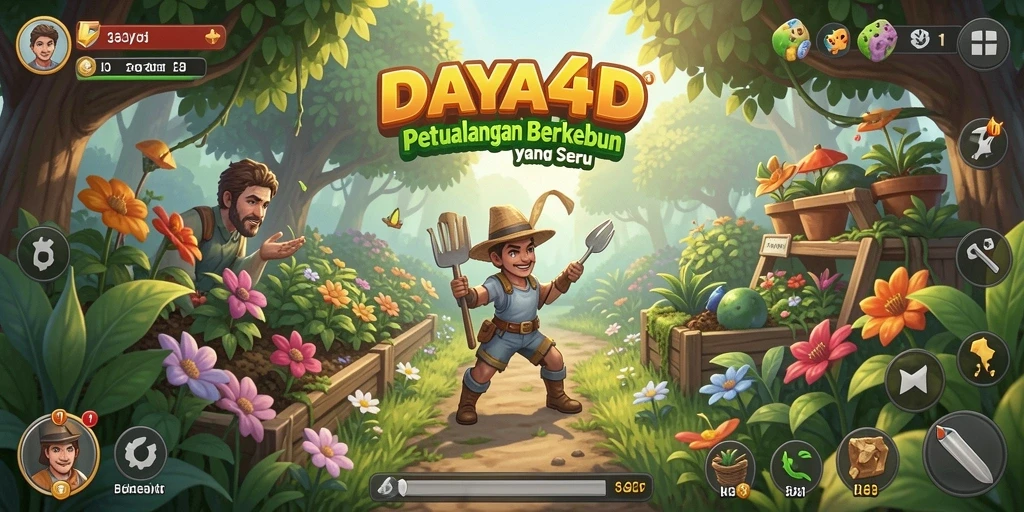 Tampilan gameplay DAYA4D menampilkan ladang yang hijau dan subur.