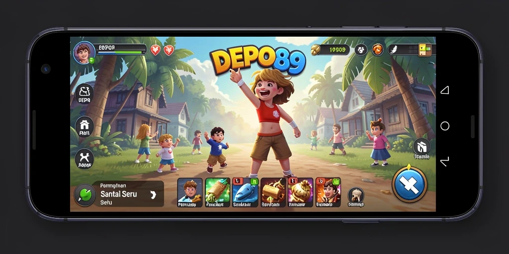 Tampilan gameplay DEPO89 dengan grafis cerah dan tantangan seru.