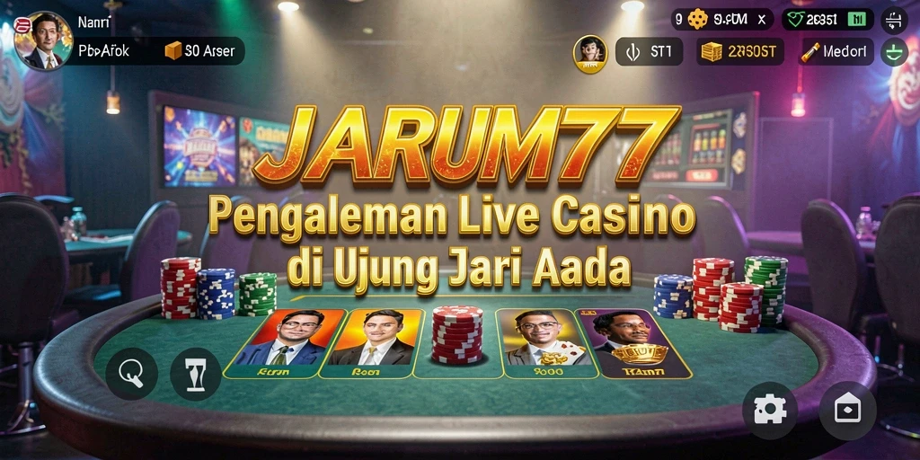 Gameplay JARUM77 menampilkan dealer langsung dan interaksi yang seru.