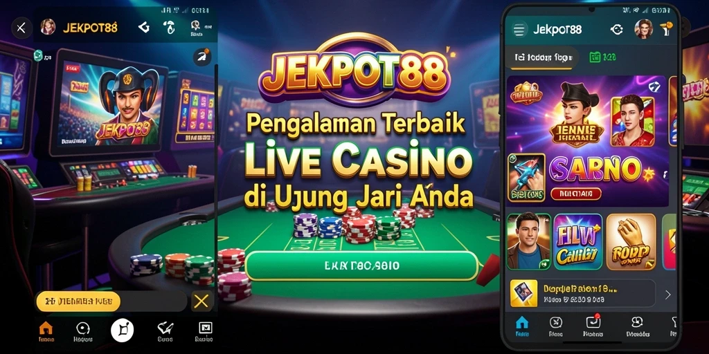 Tampilan menegangkan gameplay Live Casino di JEKPOT88.