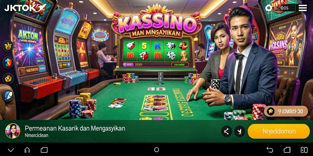 Screenshot gameplay JKTOK menampilkan suasana kasino yang nyata dan mendebarkan.