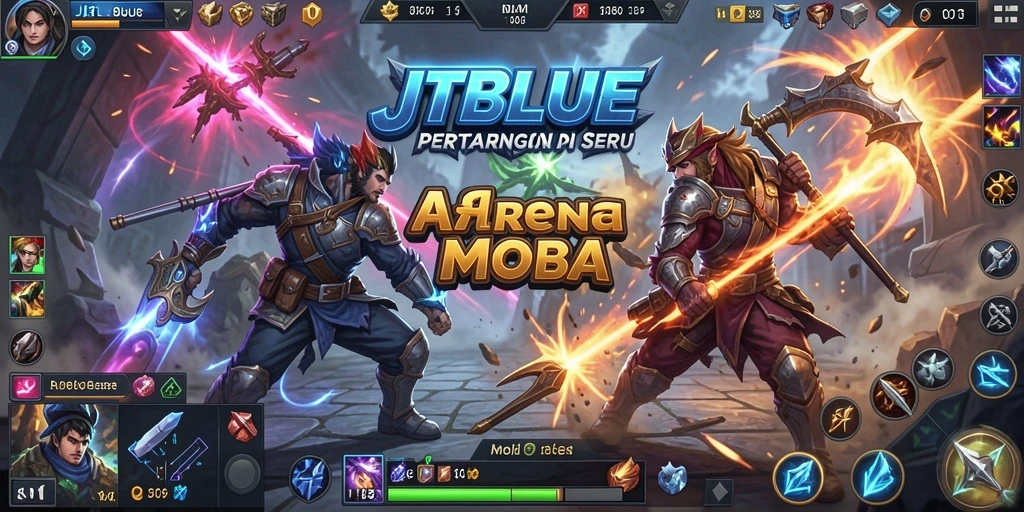 Gameplay seru di arena pertarungan JTBLUE dengan karakter yang unik.
