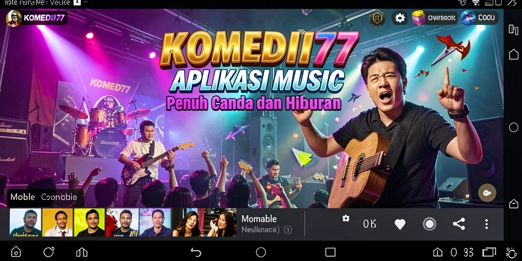 Screenshot gameplay KOMEDI77 yang menampilkan interaksi seru antara musik dan komedi.