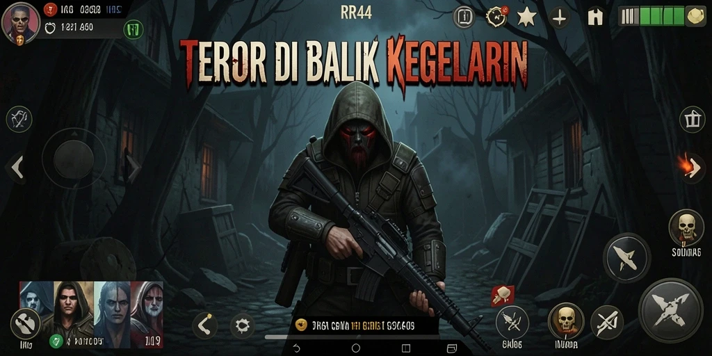 Screenshot gameplay RR44 menunjukkan suasana horor yang mencekam dan menegangkan.